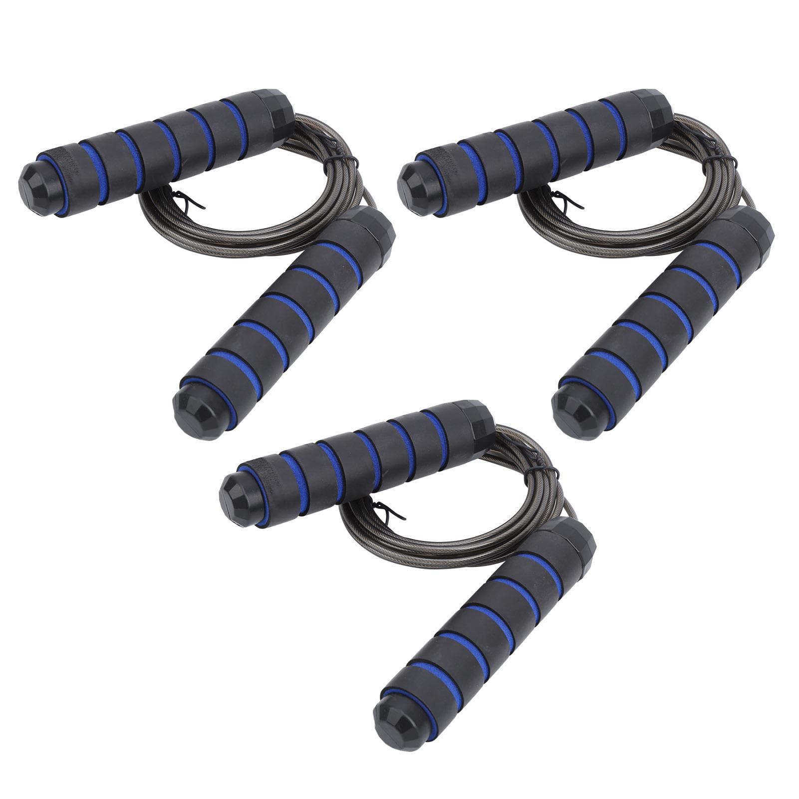 3pcs Bearing Steel Wire Skipping Cord Adult Fitness Gym Lose Weight Sports Rope AdjustableBlack and