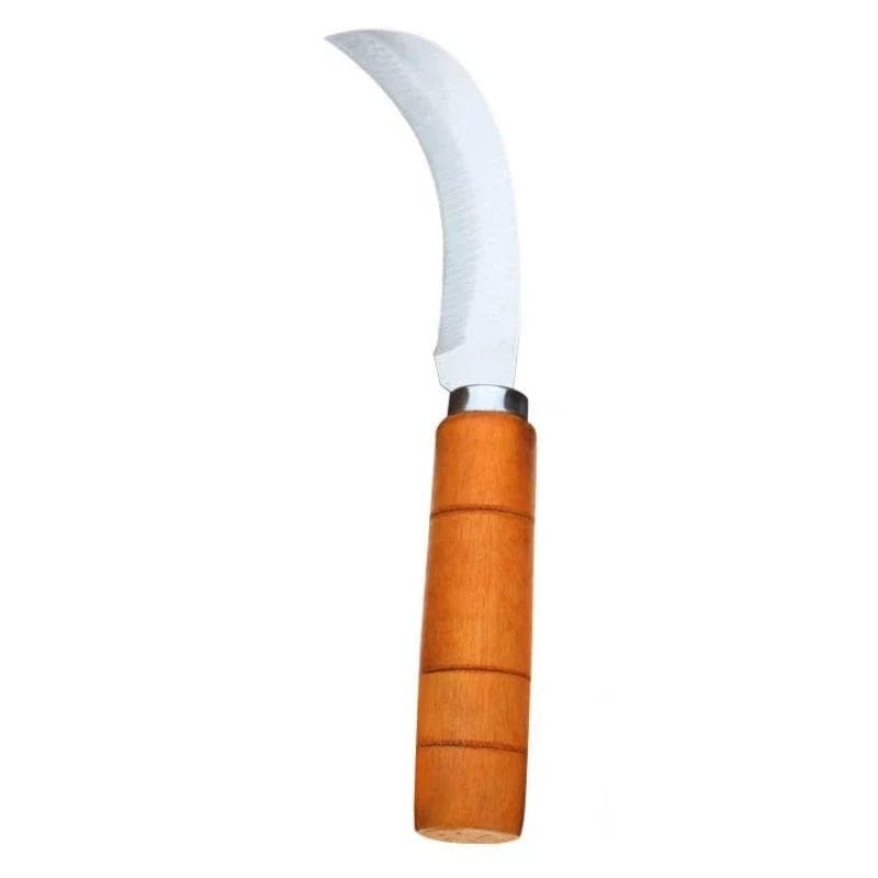 Pineapple Slicer Fruit Knife Household Wooden Handle Curved Knife Stainless Steel Fruit Knife Peeling Melon