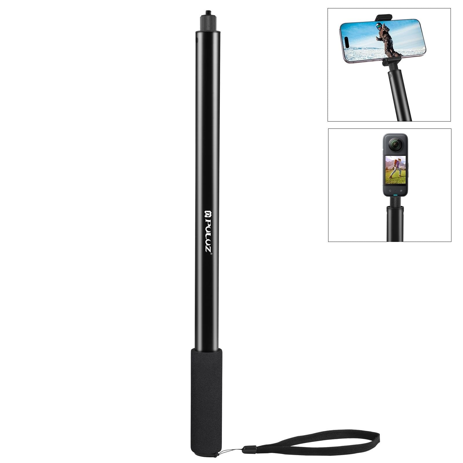 PULUZ PU641B 2 Meters/78.7-inch Portable Selfie Stick Telescoping Selfie Stand Aluminum Alloy 5 200cm black