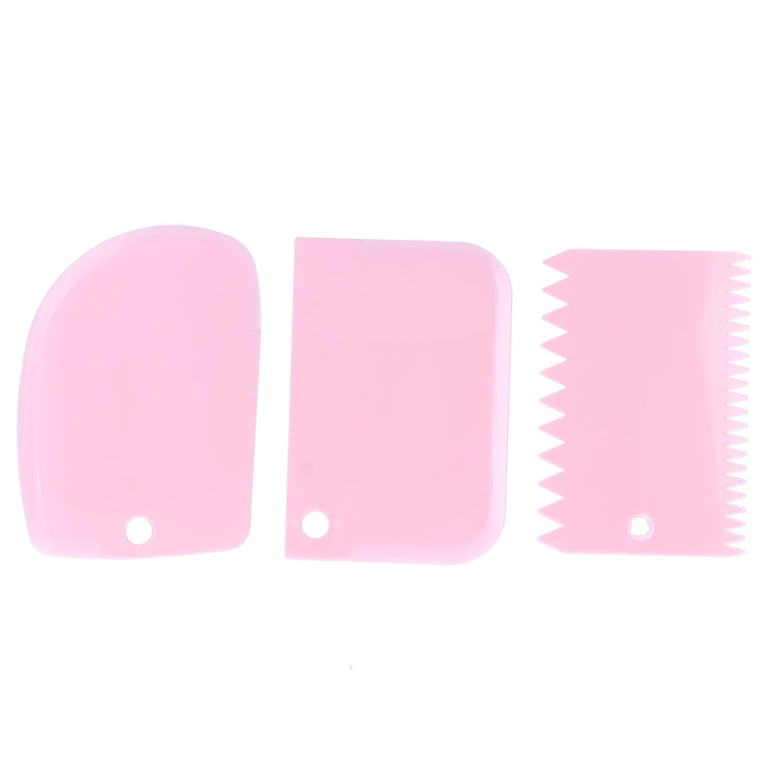 3PCS/Set Cake Cream Scraper Dough Pasty Cutters Scraper Kitchen Tool DIY Baking ToolPink pink