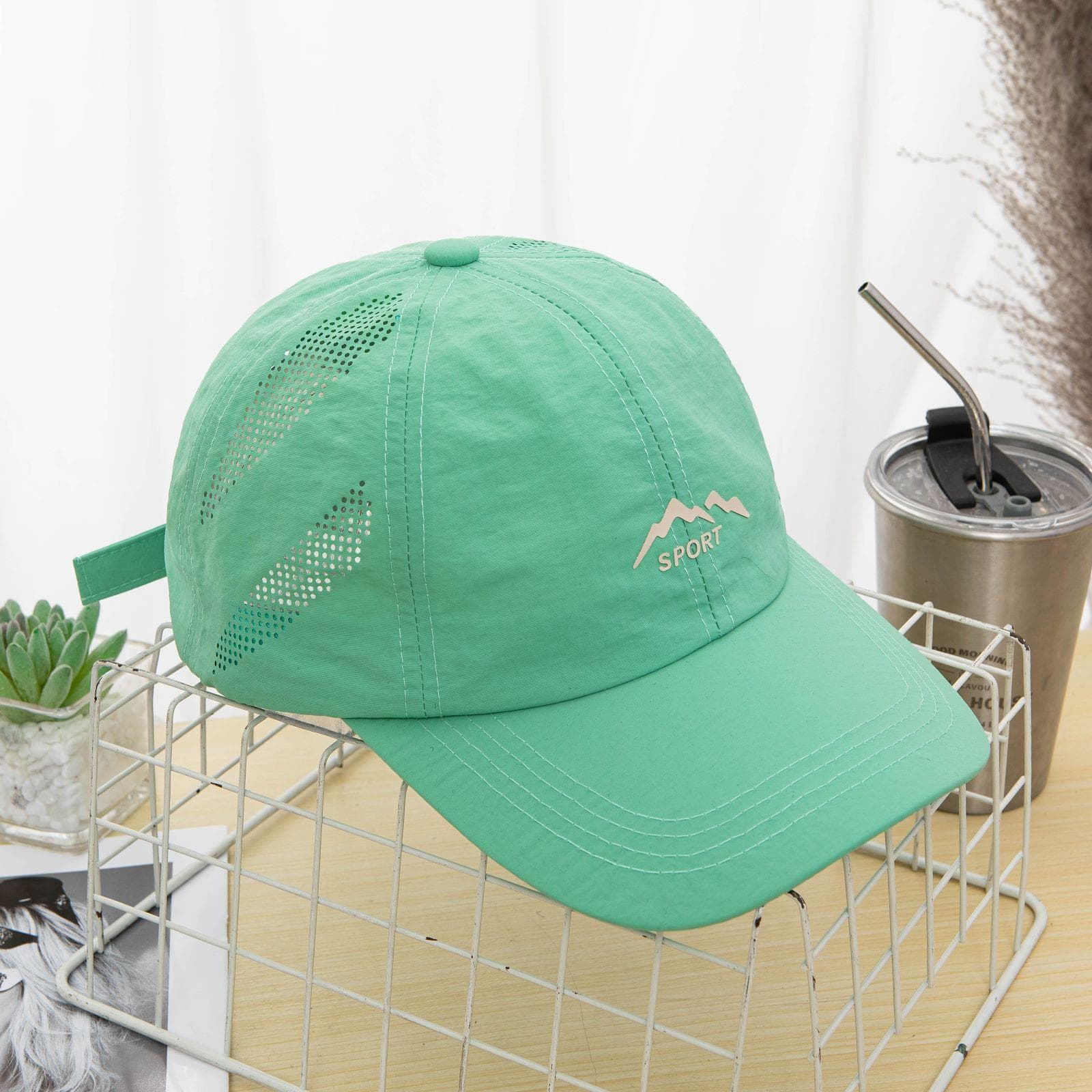 New Summer Quick Dry Snapback Hat Men Women Outdoor Breathable Baseball Cap Adjustable Sport Running Visor Sun Hats 56-58cm green