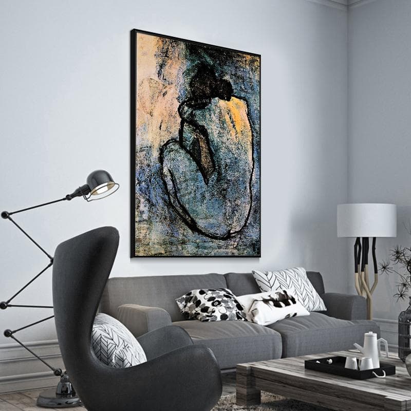 Famous Painting Blue Nude By Pablo Picasso Canvas Painting Poster and Prints Wall Art Pictures Cuadros for Living Room Decor 40*50cm