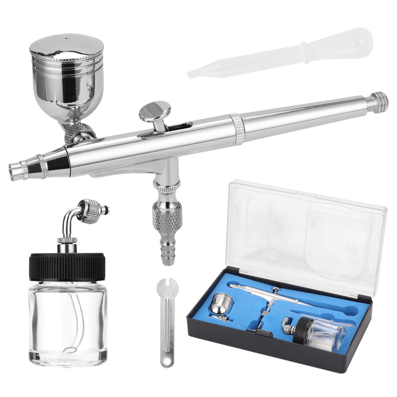 Professional T134 Airbrush Set for Model Making Art Painting with G1/8 Adapter Wrentch Dropper 2 multicolour