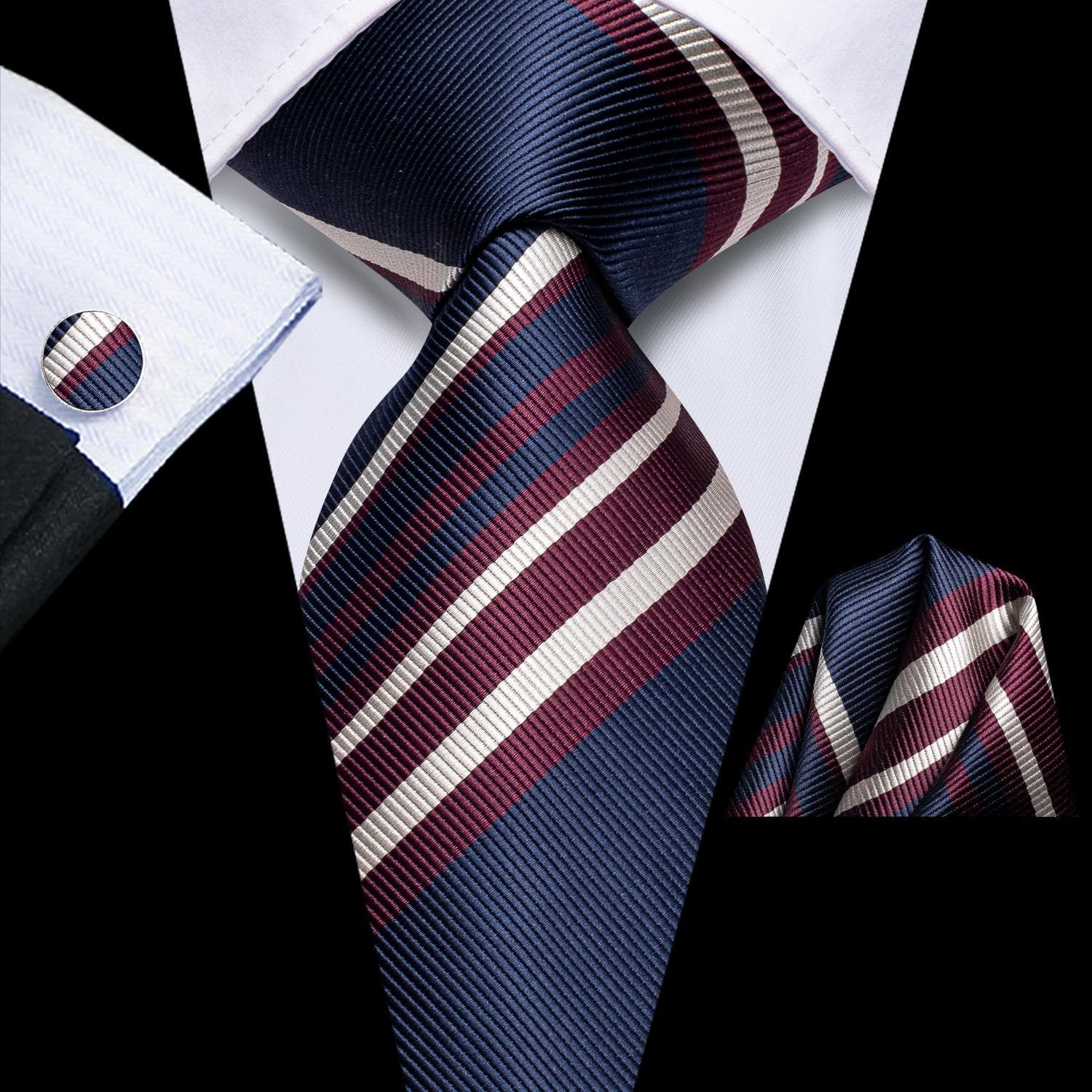 Hi-Tie Ties for Men Silk Tie Sets Pocket Square Cufflinks Wedding Formal Business Party Mens Tie Sets N-3761
