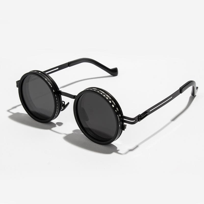 Punk Round Sunglasses ND9 Adjustable Dimming UV400 Protective Glasses for Men Women Outdoor Fishing Eyewear