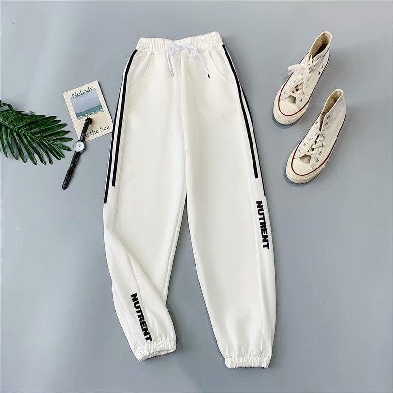 Sweatpants Female Ins Students Korean Version of Loose Thin Section Thin Bundle Foot Casual Pants L white