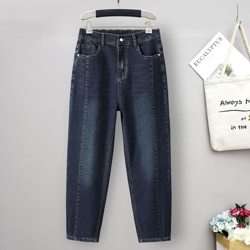 Large Size Jeans Women High Waisted Baggy Jeans Woman Loose Denim Harem Pants Mom Jeans Spring Women Clothing XXL blue