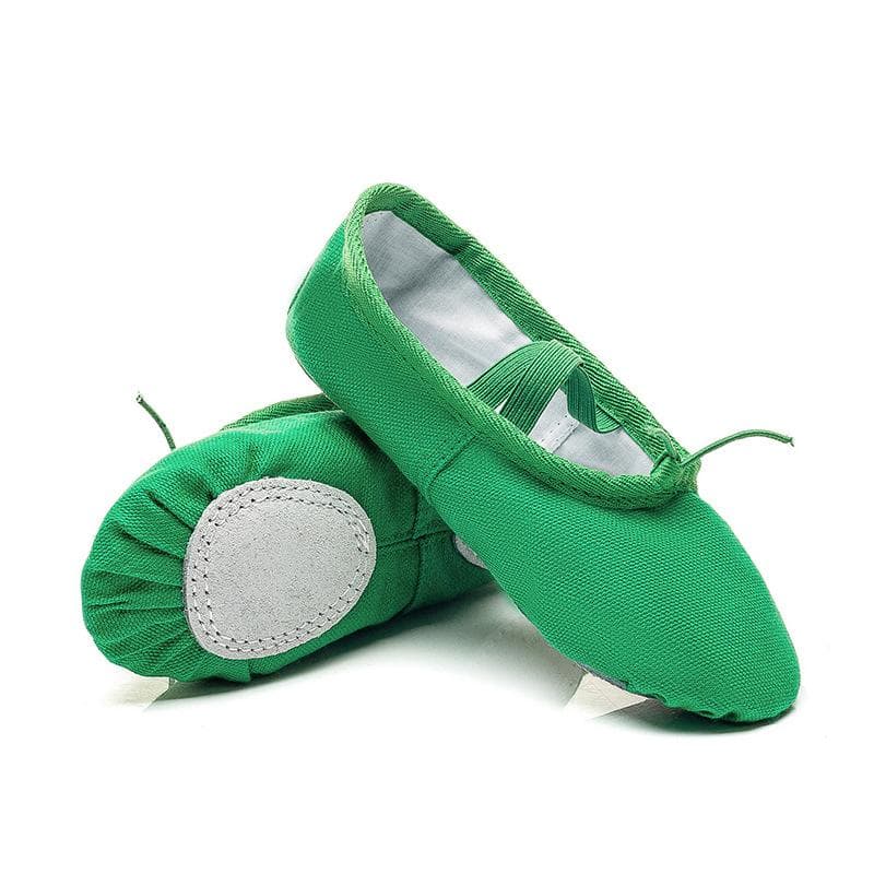 Canvas Dance Shoes Soft Sole Exercise Girl Cat's Claw Shoes Gymnastics Yoga Shoes Children Ballet Dance Shoes 31 green