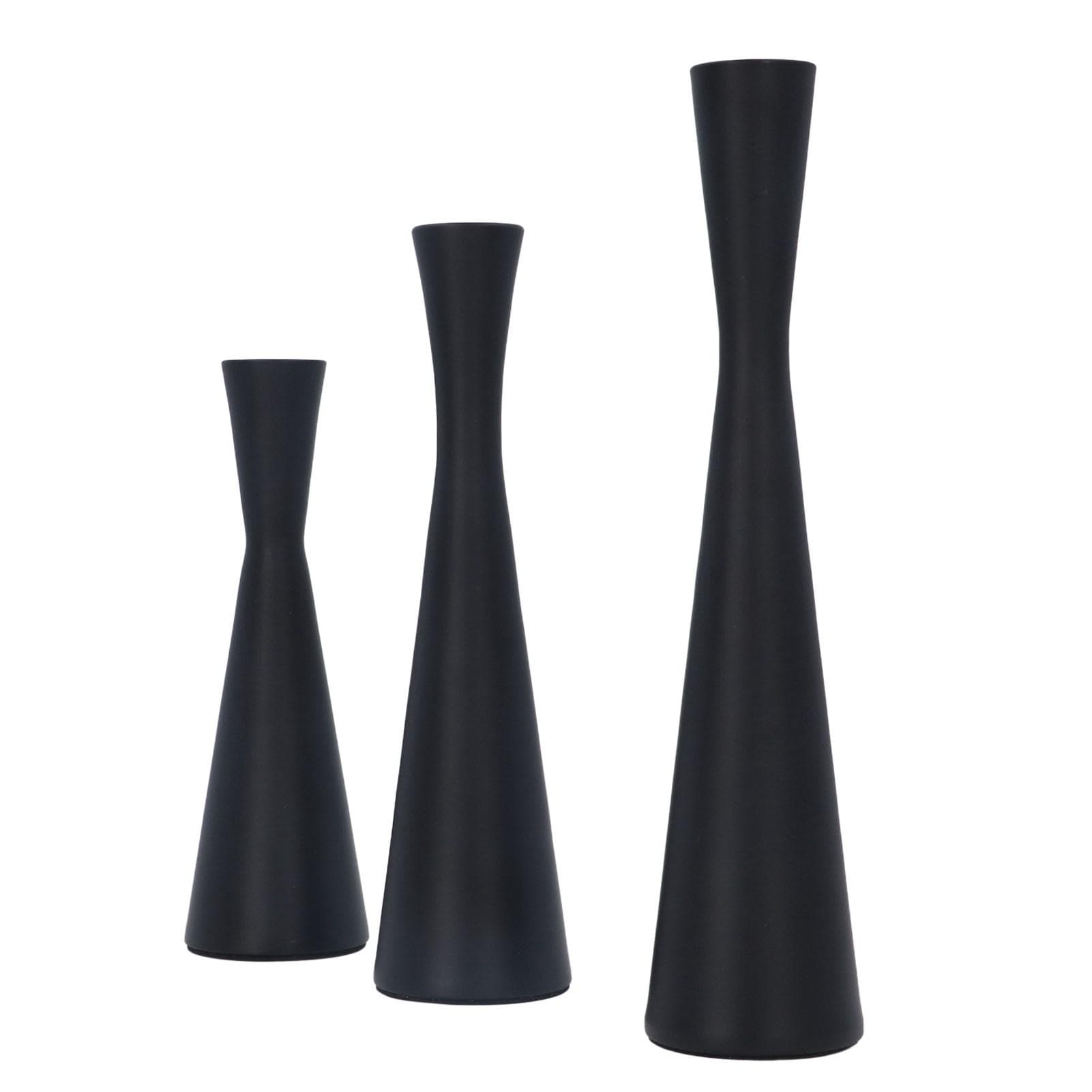 3 Pcs Black Candlestick Holders European Style Luxury Wrought Iron Retro Modern Matte Black Metal