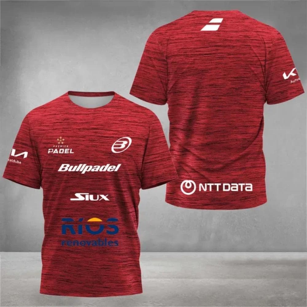Padel tennis fan breathable quick drying T-shirt, men's tennis training top, 3D printed summer short sleeved clothing, round XL