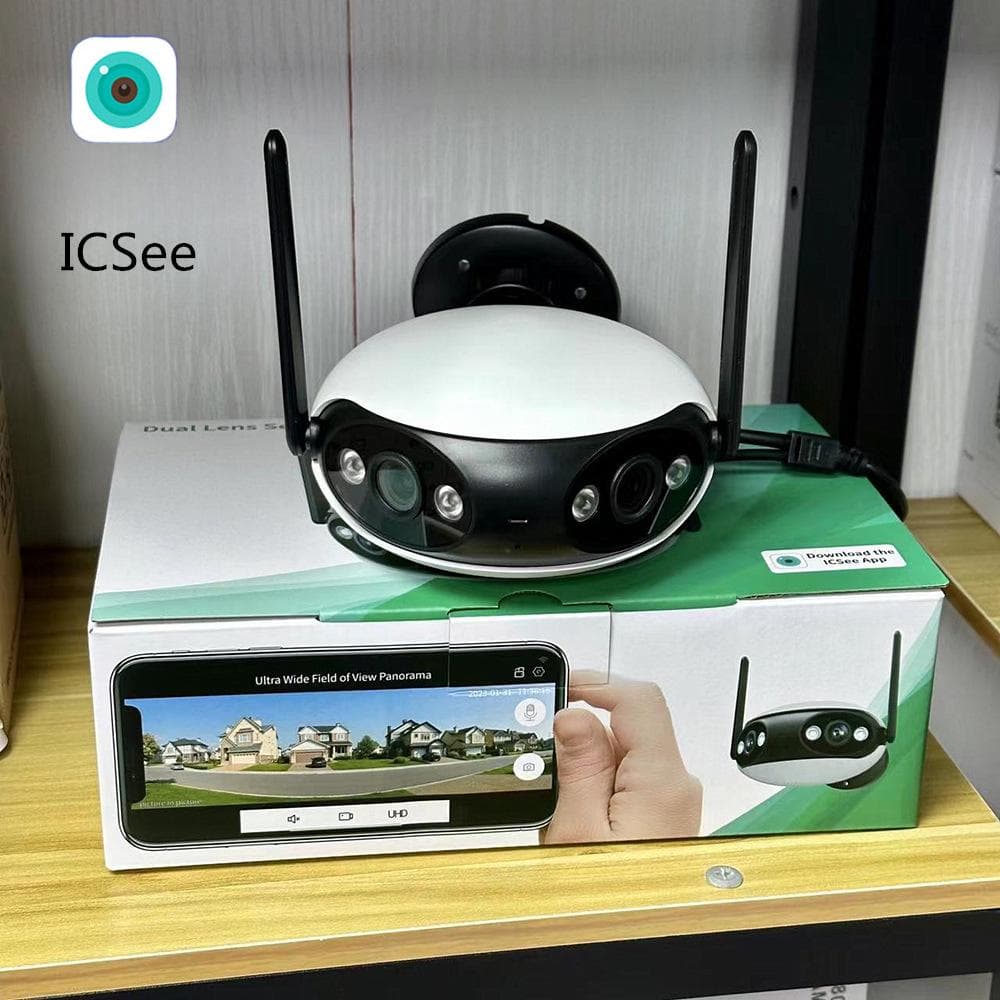2024 New IP Camera 4K 8MP Panoramic 180° Wide View Angle Outdoor Wifi Surveillance Camera Night Vision CCTV Security Protection 4MP Add 128G Card