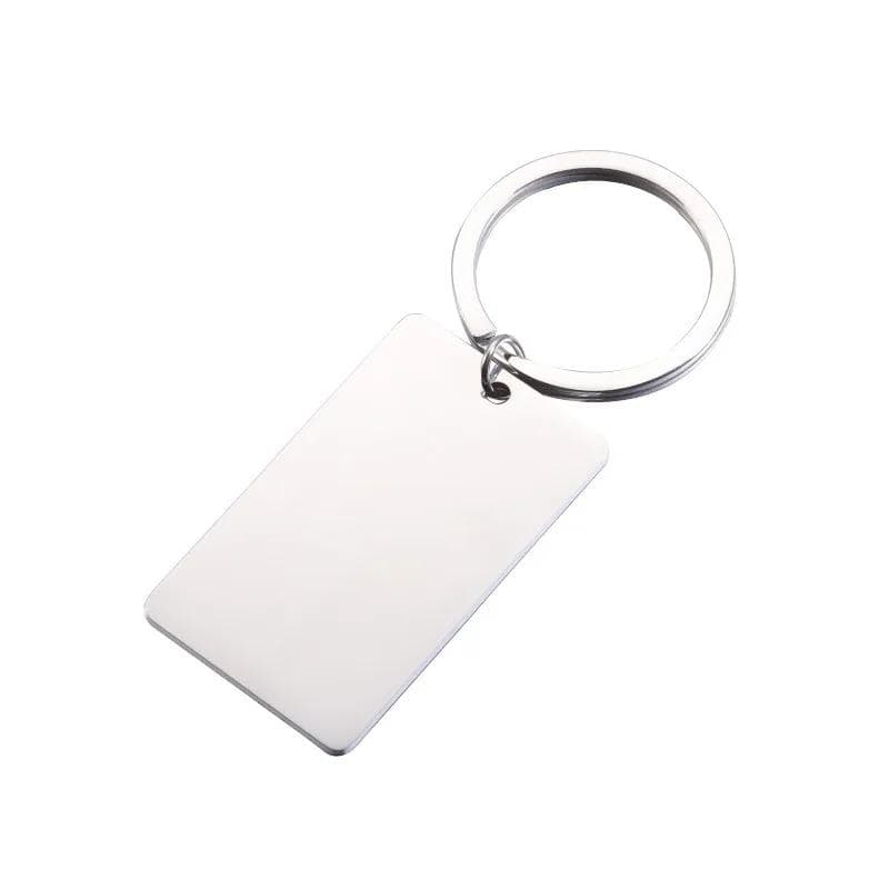 1PCS Blank Rectangle Bar Keyring Minimalist Style Key Holder Stainless Steel Keychain Personalized Stamping Mirror Polish Key Chain silver