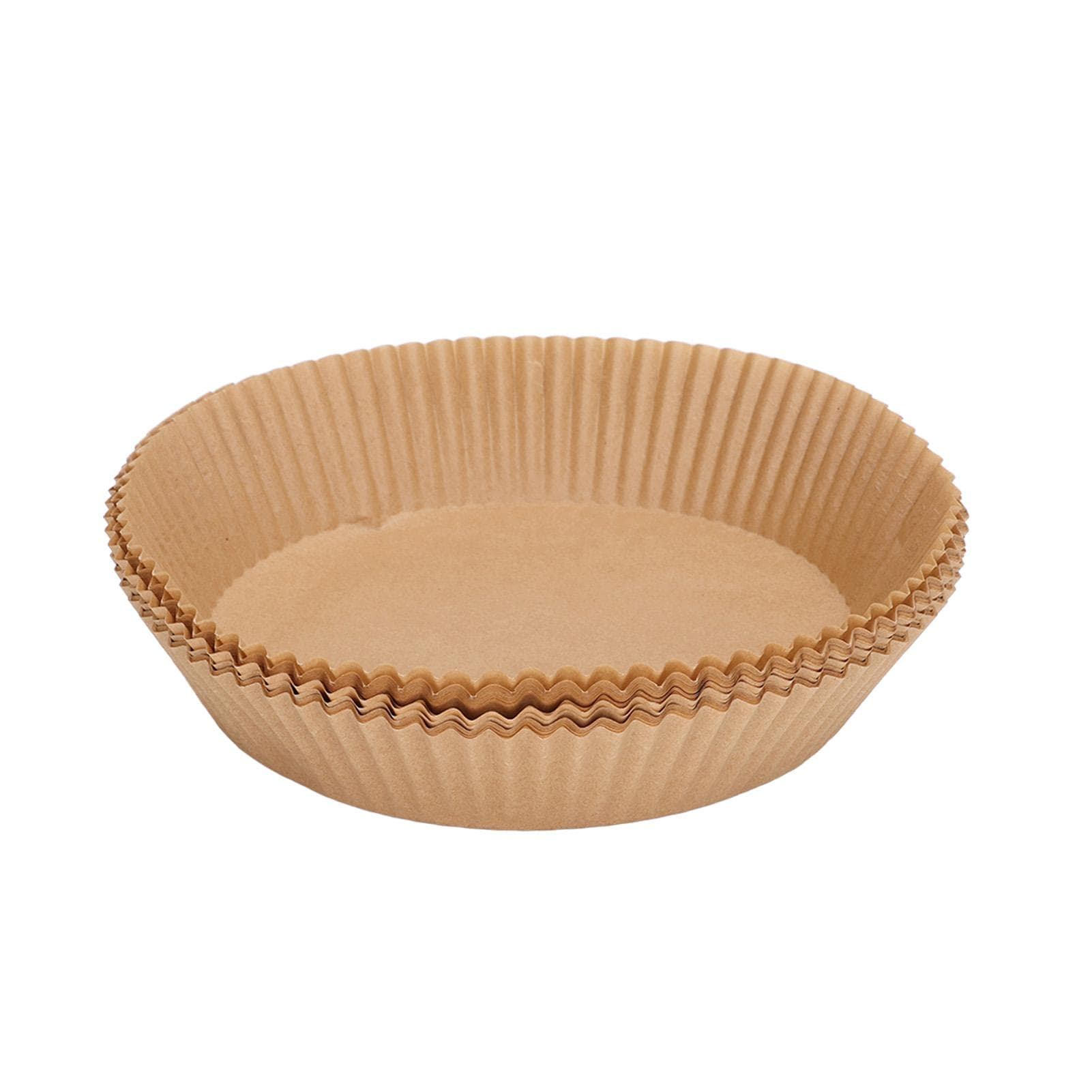 50PCS Fryer Paper Liner Round Disposable Non Stick Fryer Baking Paper for Kitchen Microwave Oven L(for 6.5-9kg) brown