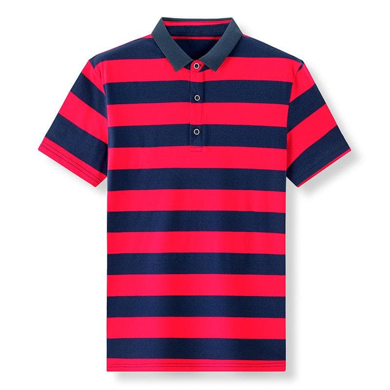 Polo Shirt Loose Collar Striped Men's Short Sleeved Summer Light Business Casual Men's Polo Shirt Upper Garment XXL