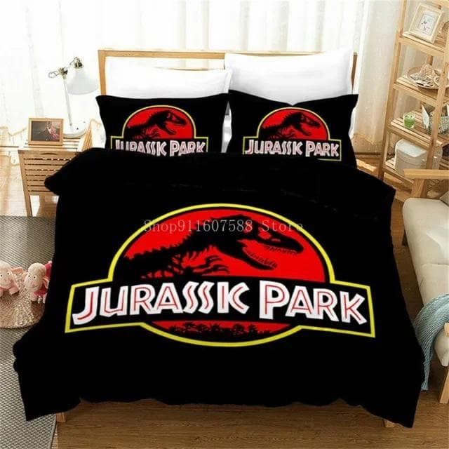 Red Jurassic Park Bedding Set Cartoon Home Textiles For Kids Bed Set Comforter Cover Bedroom Set Queen Dinosaur Duvet Cover EU Double(200x200cm)