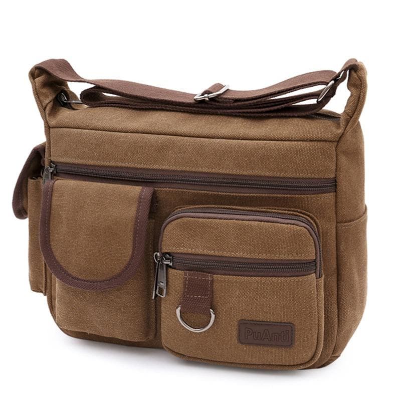 Men Canvas Shoulder Bags Casual Tote Travel Men's Crossbody Bag Messenger Bags Fashion Handbag brown
