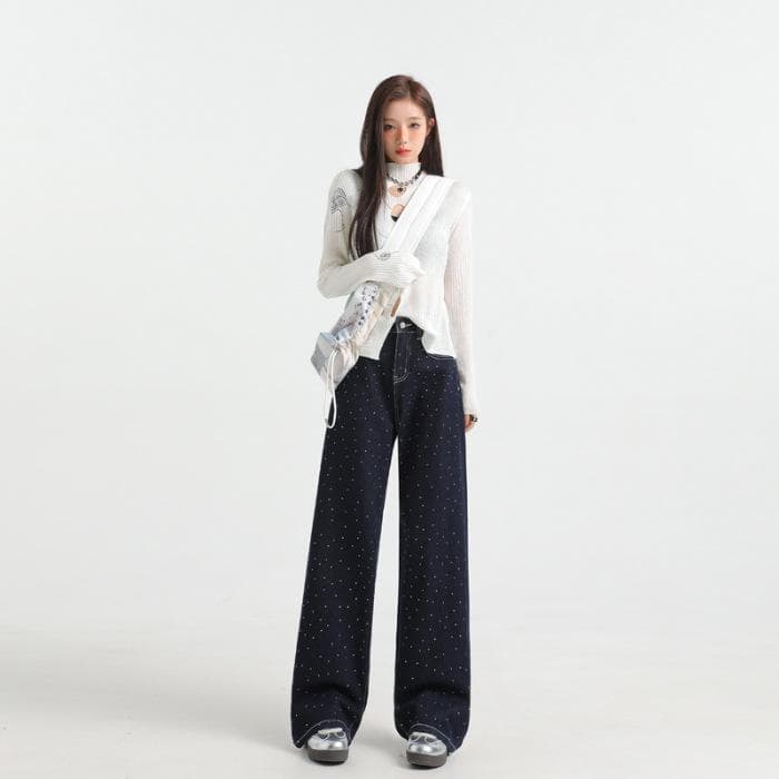 Super Soft Touch Wide-leg Jeans for Women Spring High Waist Wide-leg Trousers for Women Spring Floor-moving Pants for Women 2XL