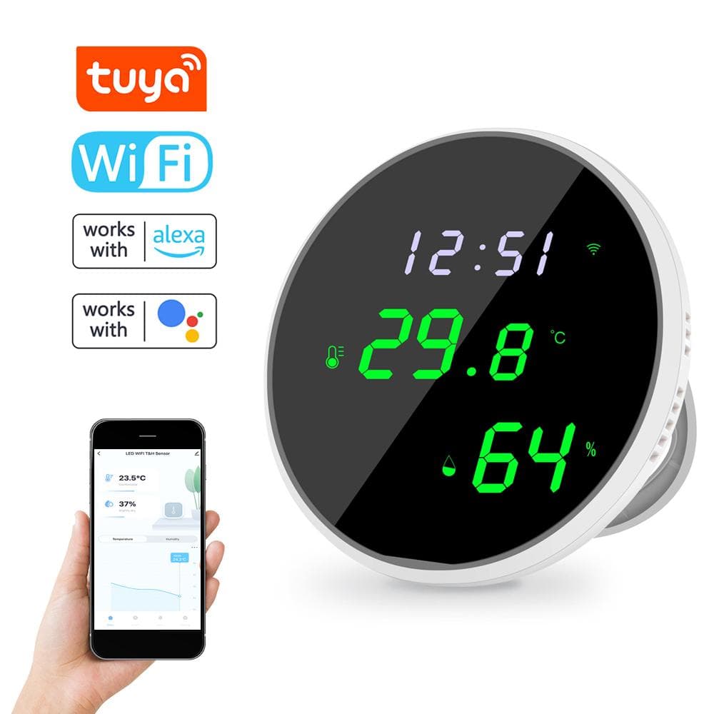 Tuya Wifi Temperature Humidity Sensors APP Remote Monitor Control for Home Intelligent Scenario multicolour