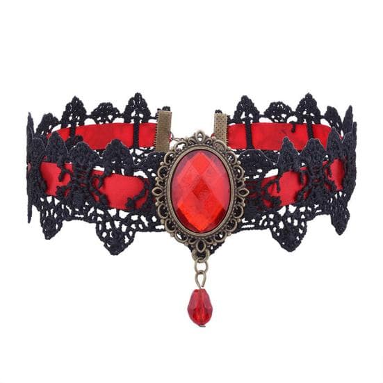 Braided Lady Choker Personality Geometric Dress Up Women Lacework Party Wedding Necklace red