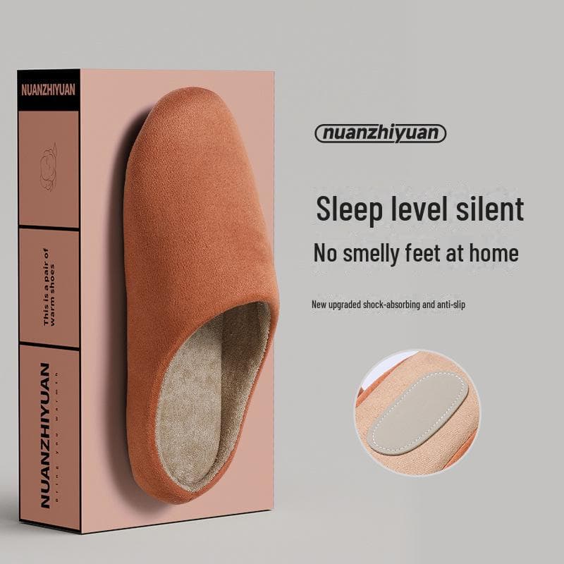 Japanese Style Silent Indoor Cotton Slippers: Winter Non-Slip Soft Bottom for Men & Women XXL (Fits 44/45)