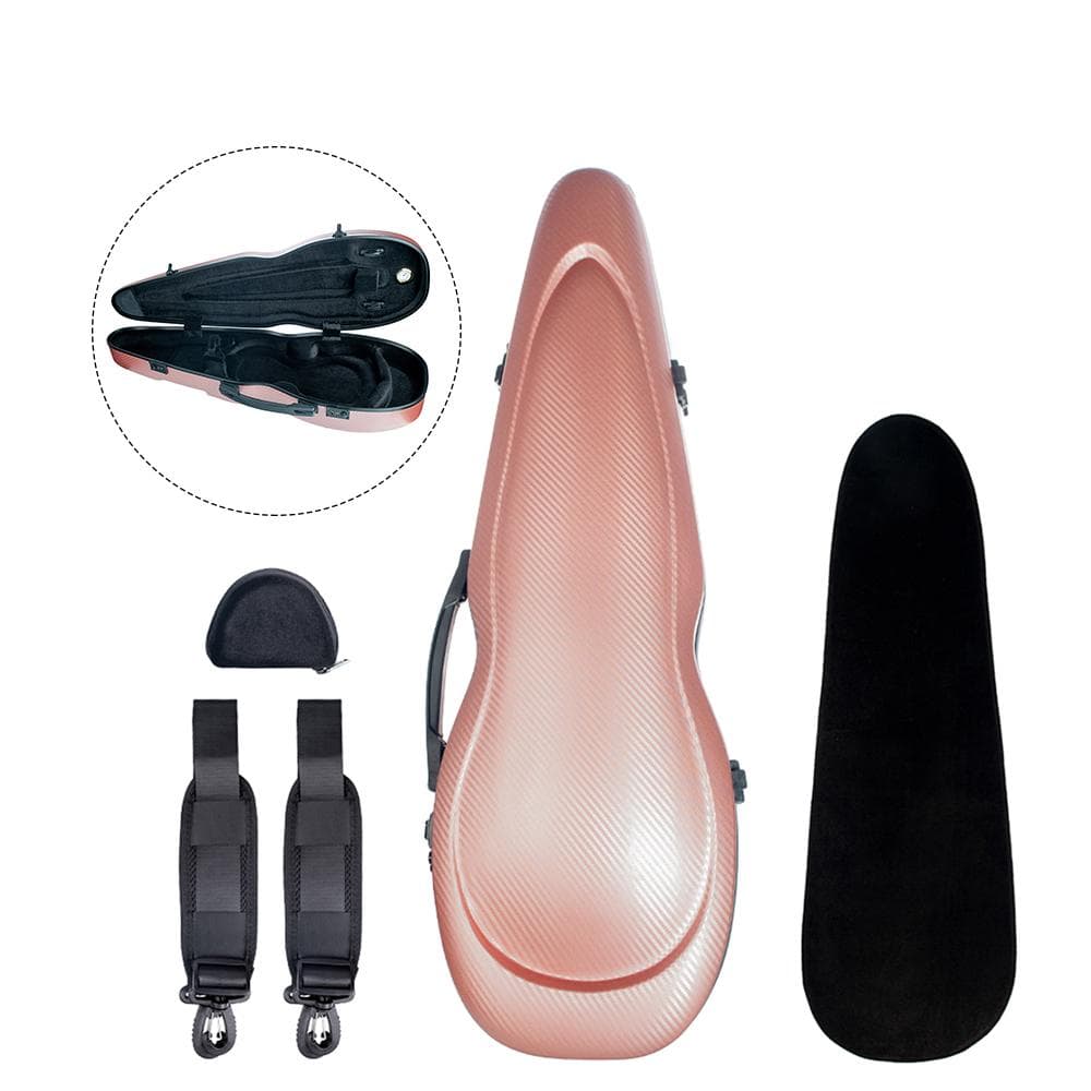4/4 Full Size Portable Carbon Fiber Violin Case Bullet Shape Lightweight Hardshell Storage Bag Box pink