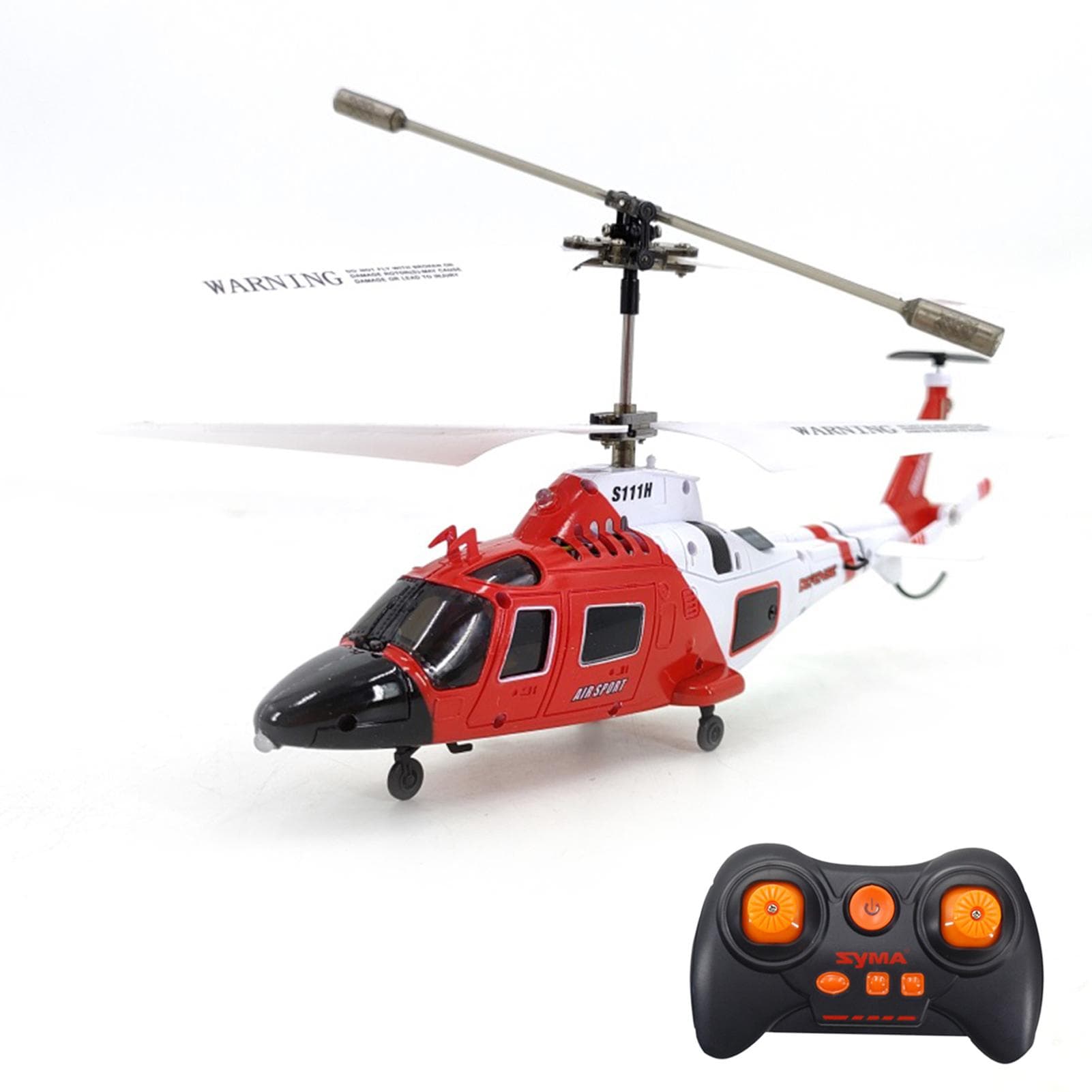 SYMA S111H Remote Control Helicopter with Dual Propeller 2.4GHz Remote Control Drone Altitude 1 battery red