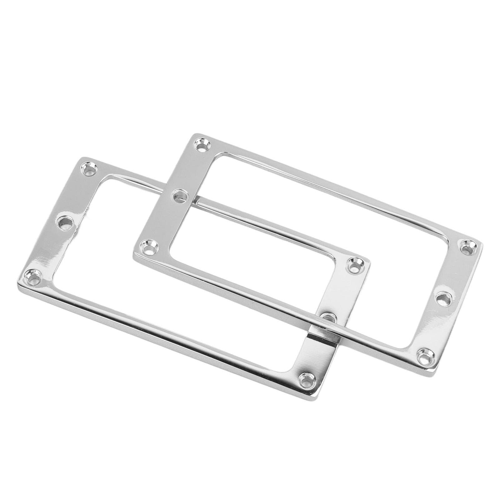 2PCS Electric Guitar Pickup Frame Zinc Alloy Flat Humbucker Pickup Mounting Ring Cover 4x4mm Silver silver