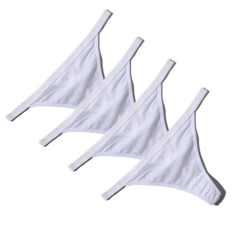 4 Pack Women Solid Cotton G-String Thongs Seamless Panties Sexy Underwears Bikini L