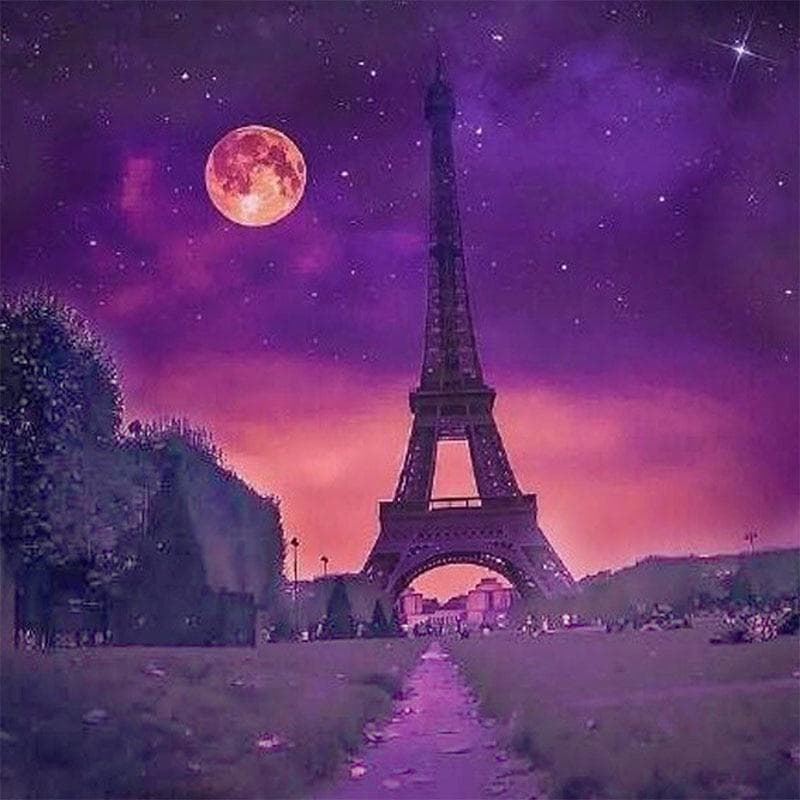 Diamond Embroidery 5D DIY Diamond Painting Night Scene Of The Tower Cross Stitch 30x30CM