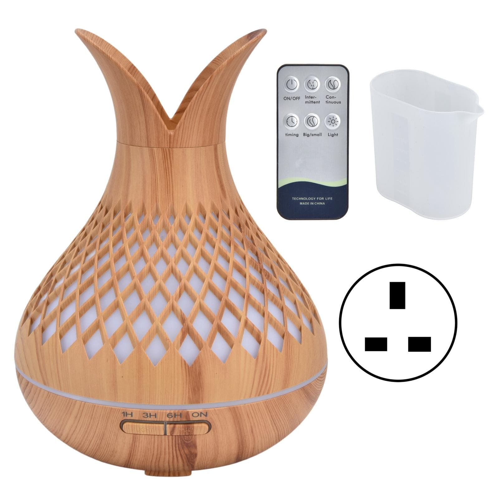 Essential Oil Diffuser Automatic Shut Off Low Noise 7 Lights Remote Control Wooden Humidifier for