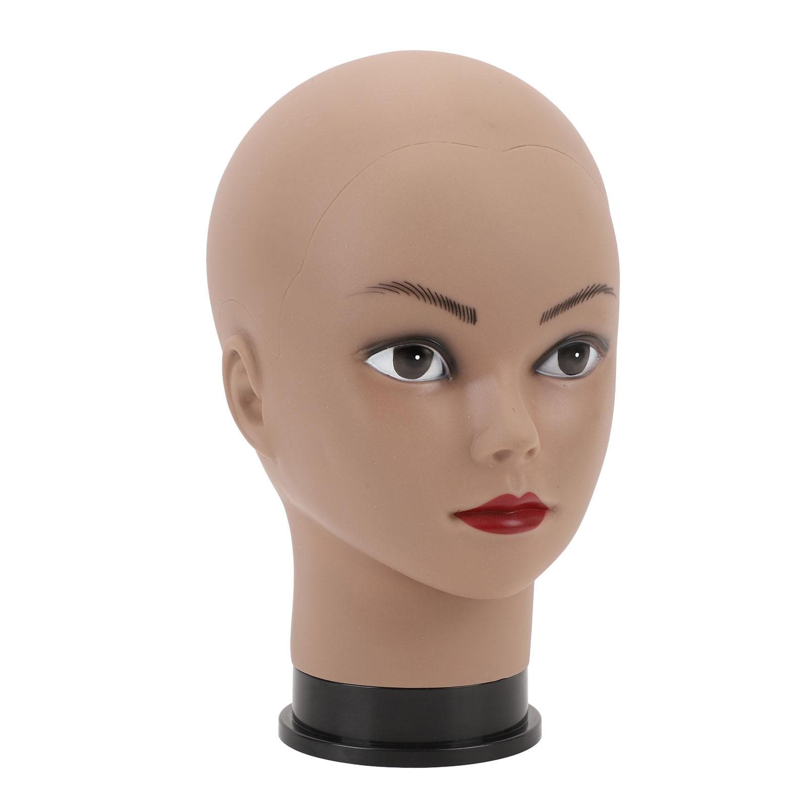 Bald Mannequin Head with Makeup Black Skin Female Professional Cosmetology Head for Wig Making