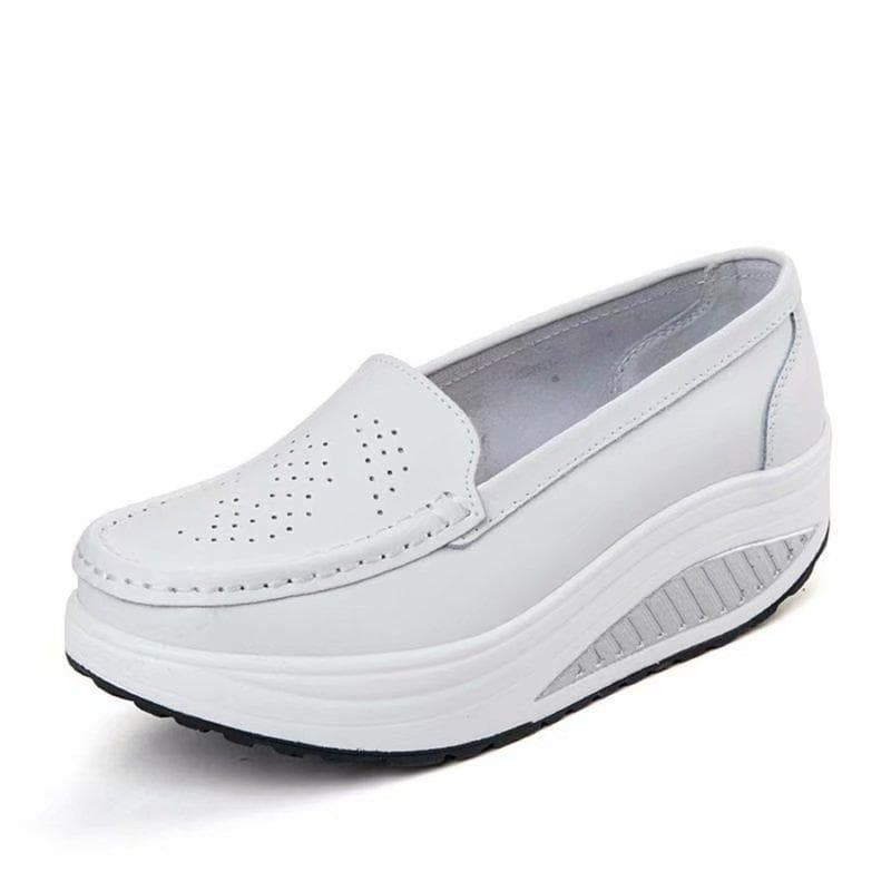 Women's Fashion Casual Solid Slip On Wedges Thick Bottom Platforms Work Shoes 40 white