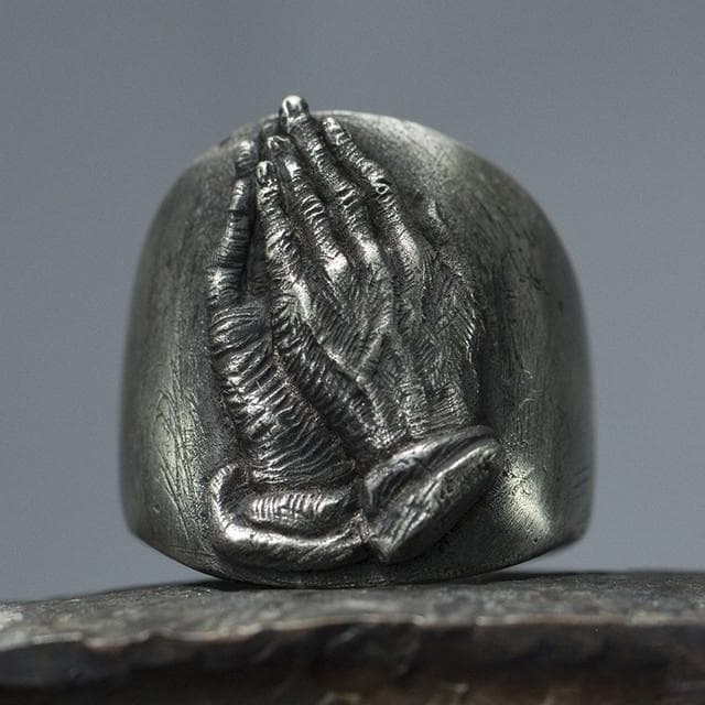Steampunk Vintage Christian Religion Mary Praying Men 'S Stainless Steel Opening Rings Gothic Punk Rock Biker Jewelry Accessories Resizable