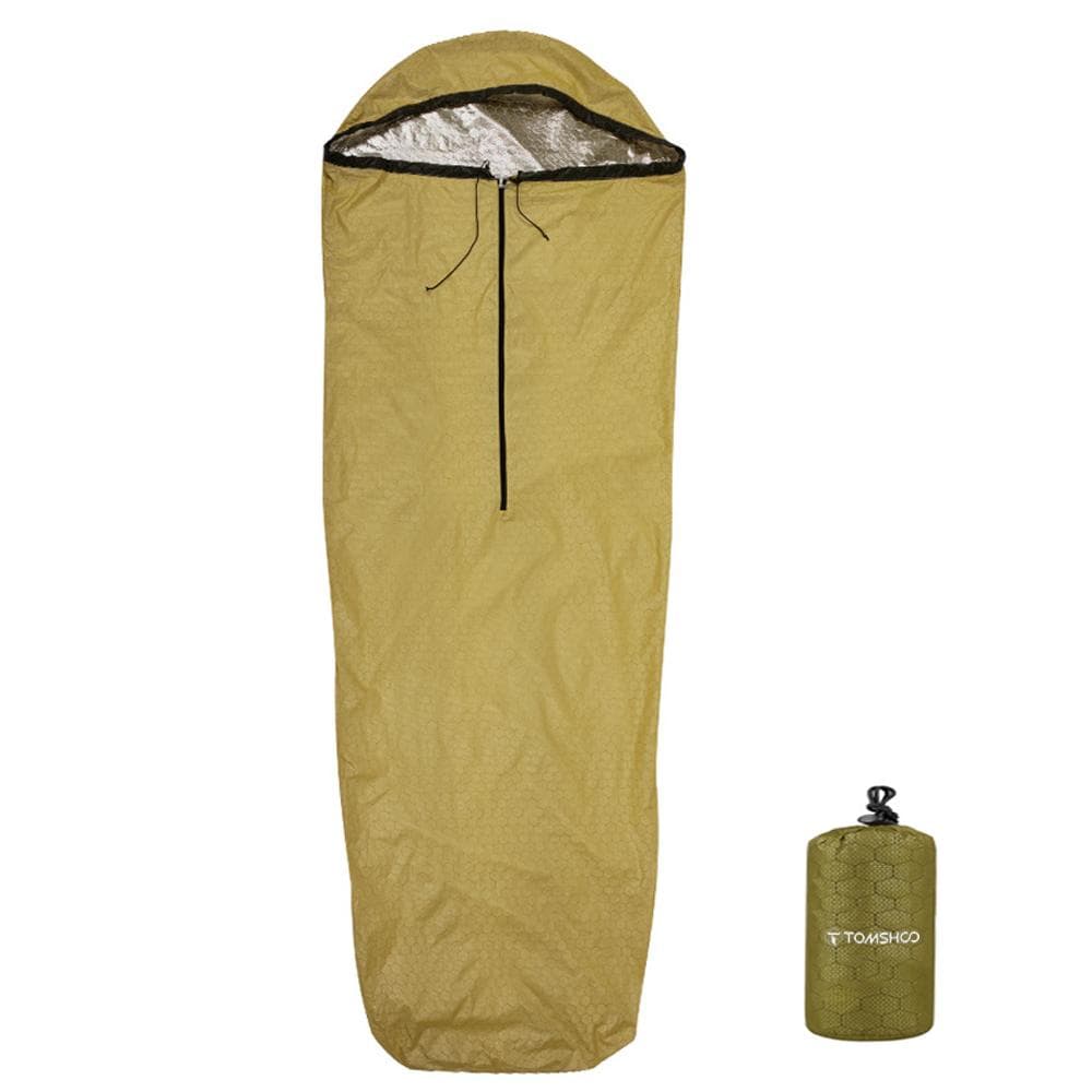 TOMSHOO Emergency Sleeping Bag Lightweight Waterproof Heat Reflective Thermal Sleeping Bag Survival army green