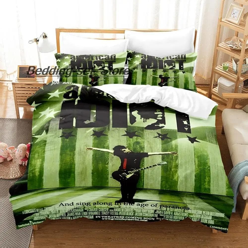 Green Day ' AMERICAN IDIOT Bedding Set Single Twin Full Queen King Size Bed Set Aldult Kid Bedroom Duvetcover Sets Bed Sheet Set 135X200cm-2pcs