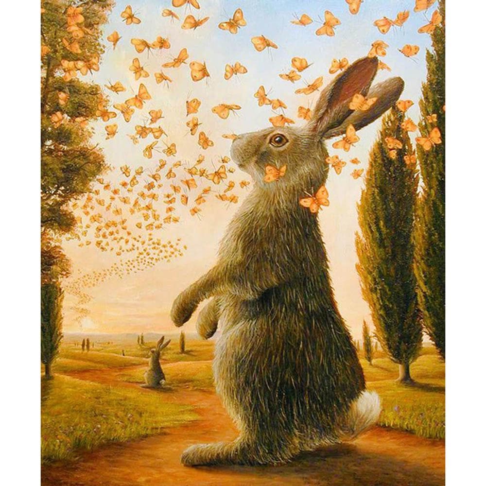 Diamond Painting Full Drill Daimond Painting Rabbit Rhinestone Embroidery Cross Stitch Home Decor 20X30CM