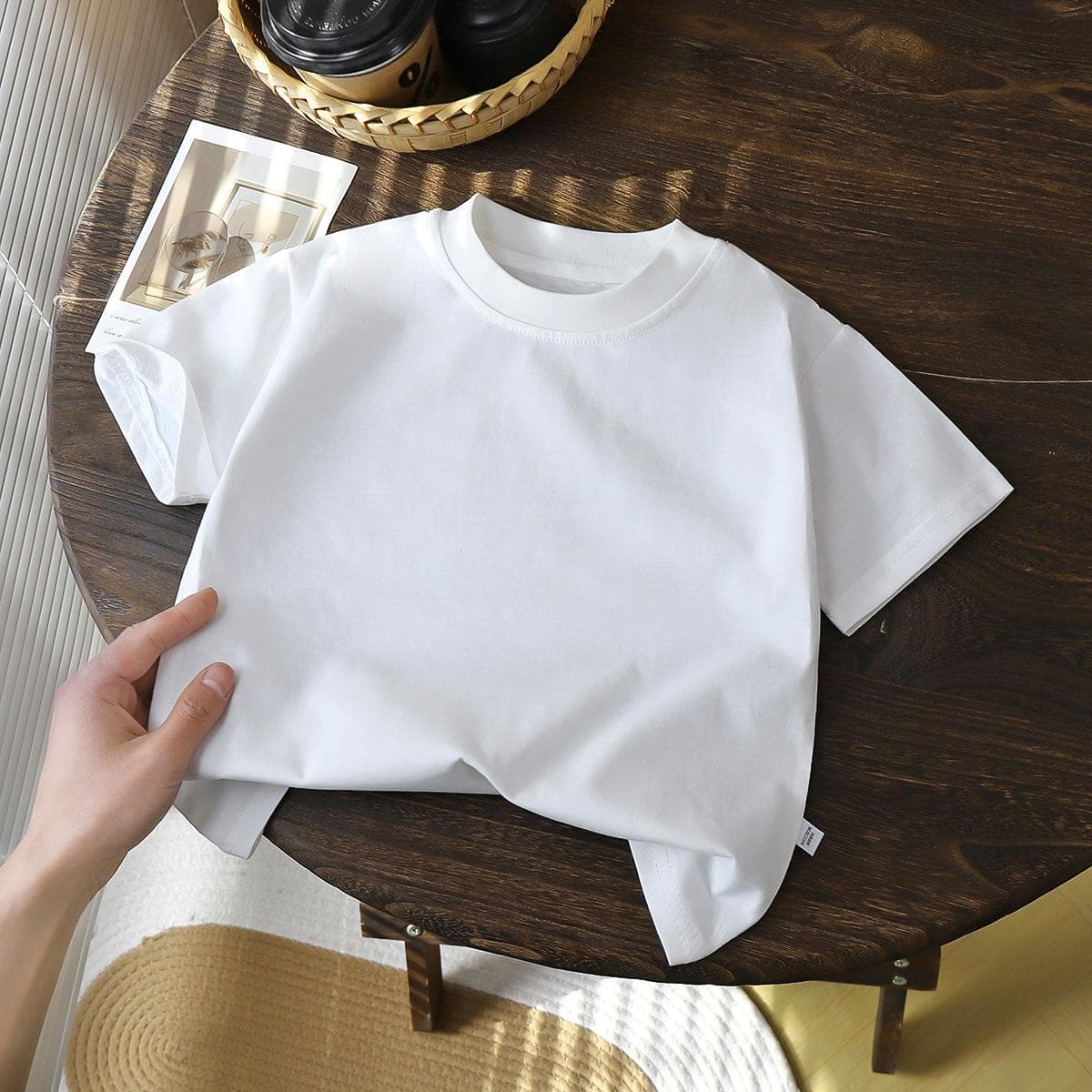 Children's 100% Cotton T-Shirt Soft Breathable Summer Casual Top White Red Black T-Shirt Girls' Summer Baby Clothes 100cm white