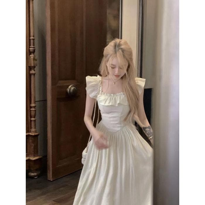 Summer Sweet Feifei Sleeve Square Neck Pink Long Dress S