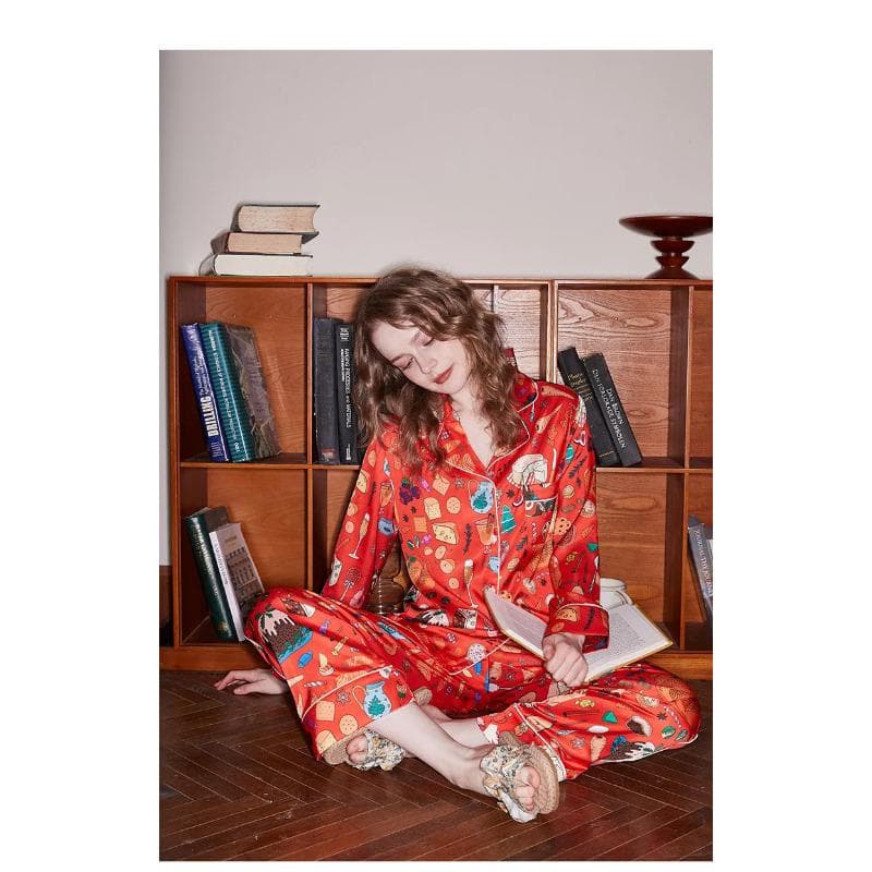 Comfortable Pajamas Women High-end Sense Style Lapel Spring/Summer Long Sleeve Home Suit XL