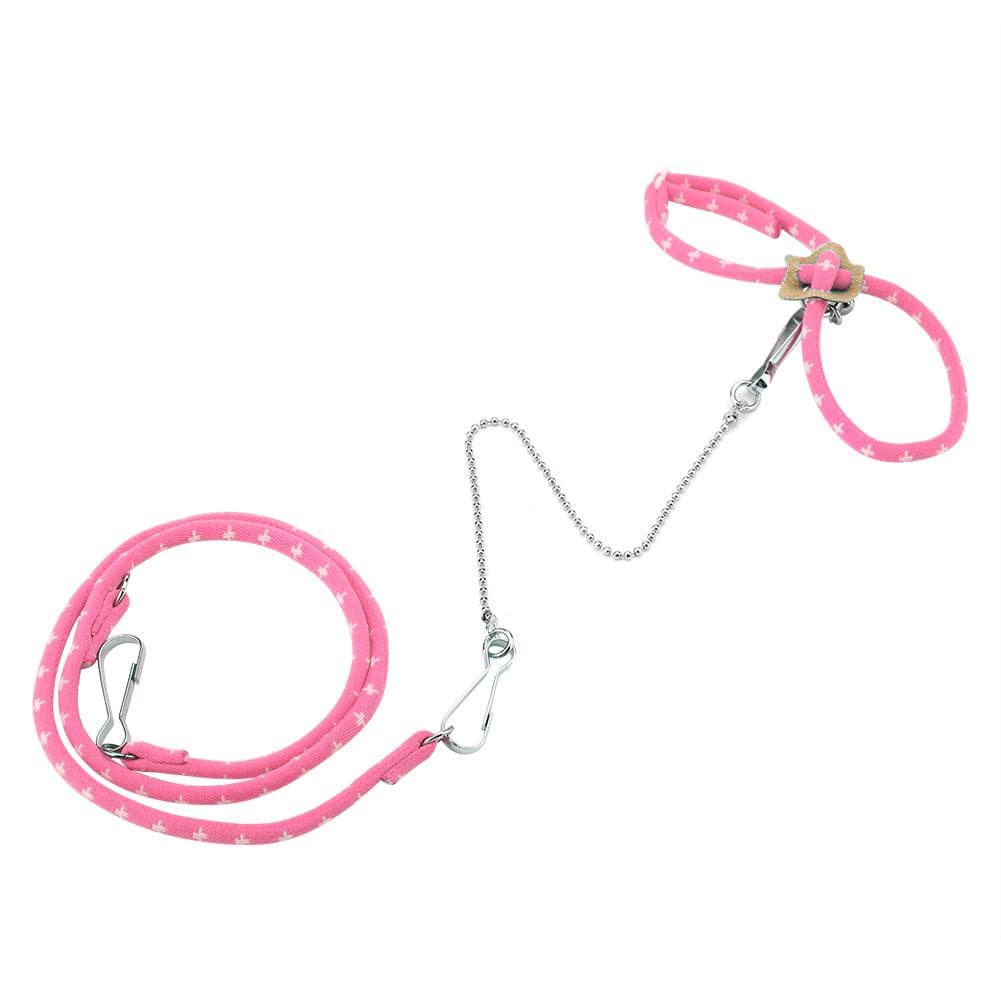 Pet Hamster Adjustable Harness Small Rat Mouse Training Leash with Finder Bell(Pink) Pink