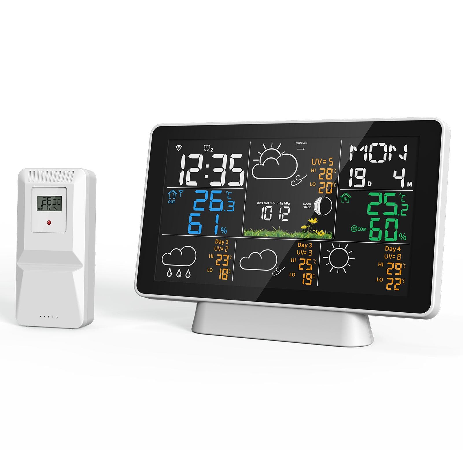7.5Inch Large DisplayTuya WIFI 328FT(100M ) Sensing Distance Wireless Weather Station Thermometer EU Plug