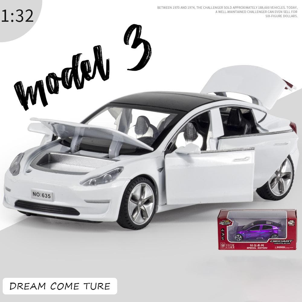 1:32 Scale Model 3 Alloy Diecast Car Toy, Pull Back Vehicle with Sound and Light for Kids Adults Gift Collection 1/32-15x7x4.5cm white
