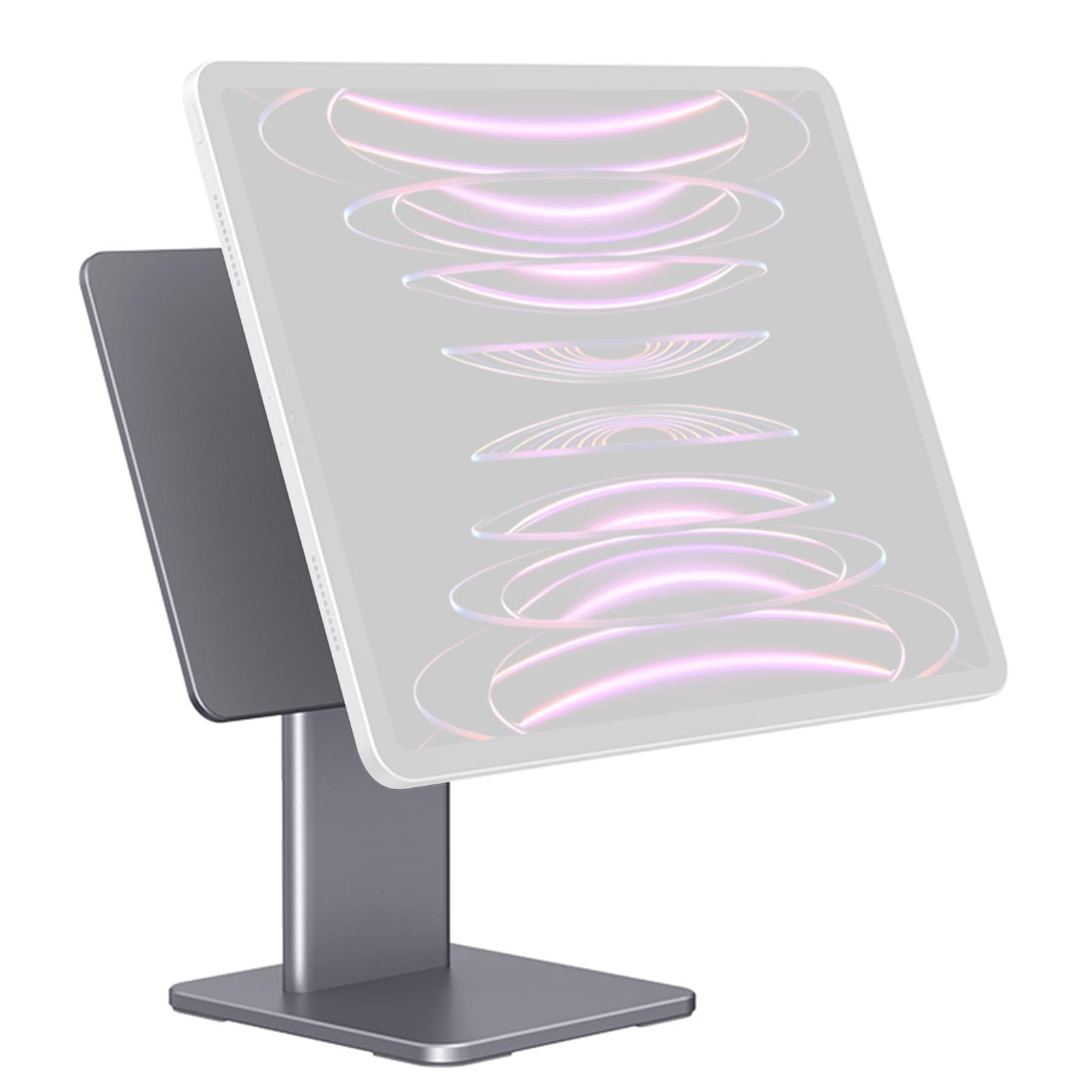 6 in 1 Hub Multifunctional Magnetic Stand for iPad Pro 12.9 inch 360 degrees Rotation 80 degrees Tilt Card Reader iPad Pro 11-iPad Air 10.9 silver