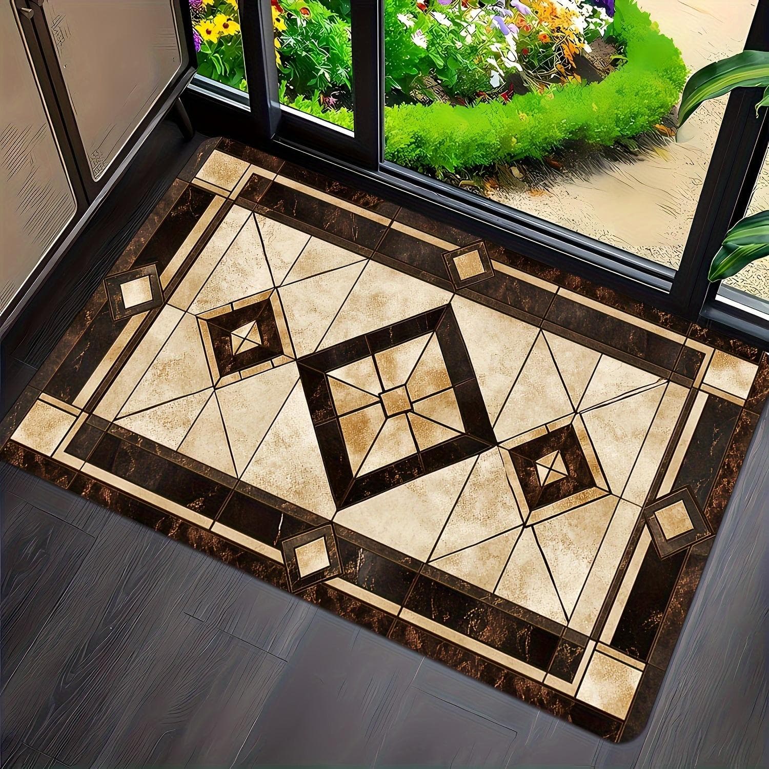 1Pcs Elegant Geometric Pattern Floor Mat Modern Kitchen polyester Rug Non-Slip Colorful Indoor Carpet, For Home Bathroom Bedroom Living Room Decor 120*160cm
