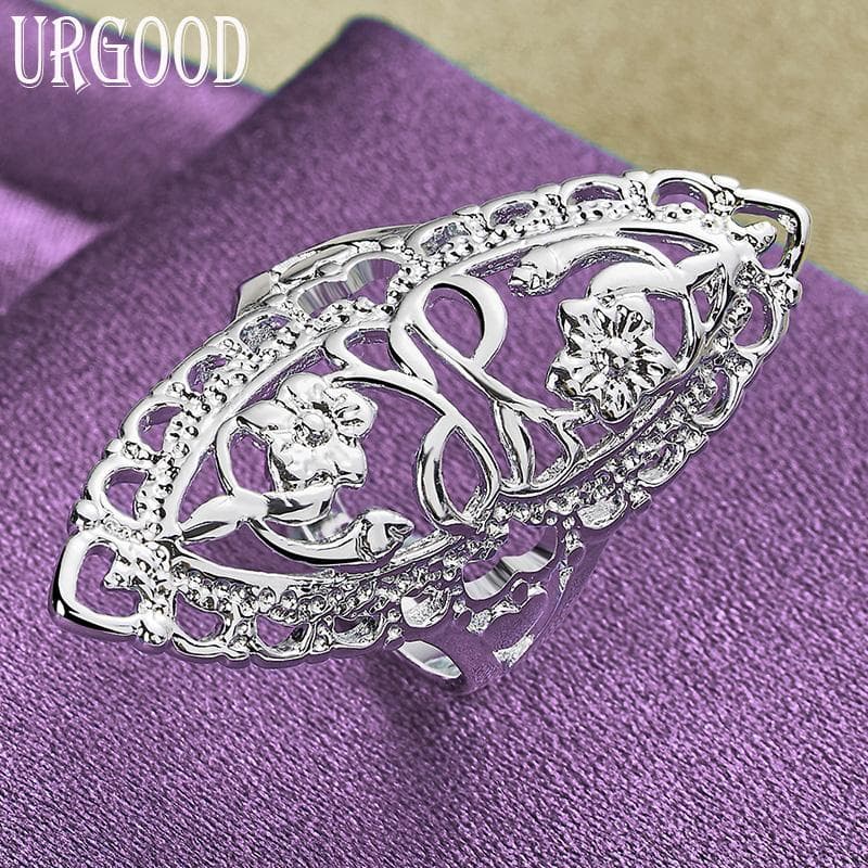 925 Sterling Silver Beautiful Pattern Ring Fashion Gift Party Jewelry 6#