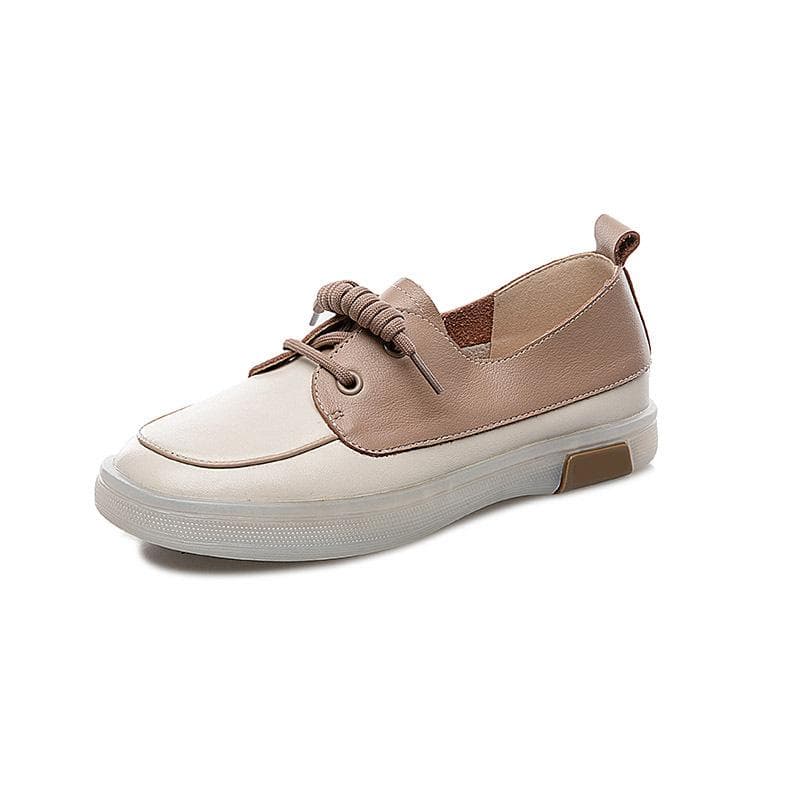 Summer Top Layer Cowhide Soft Bottom Soft Leather Genuine Leather Small White Shoes Flat Bottom Tendon Bottom Shallow Mouth Single Shoes 40