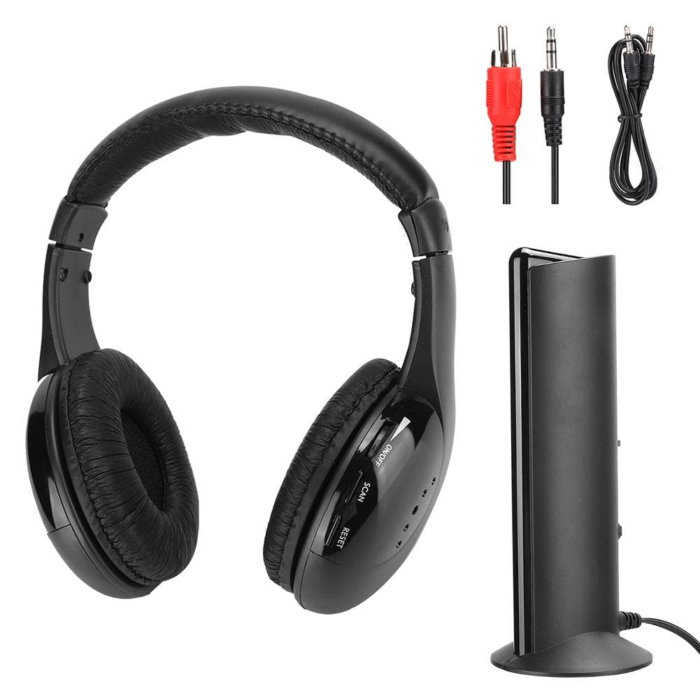 5 in 1 FM Wireless Headset Built?in Microphone Earphone Headset with Charging Stand white
