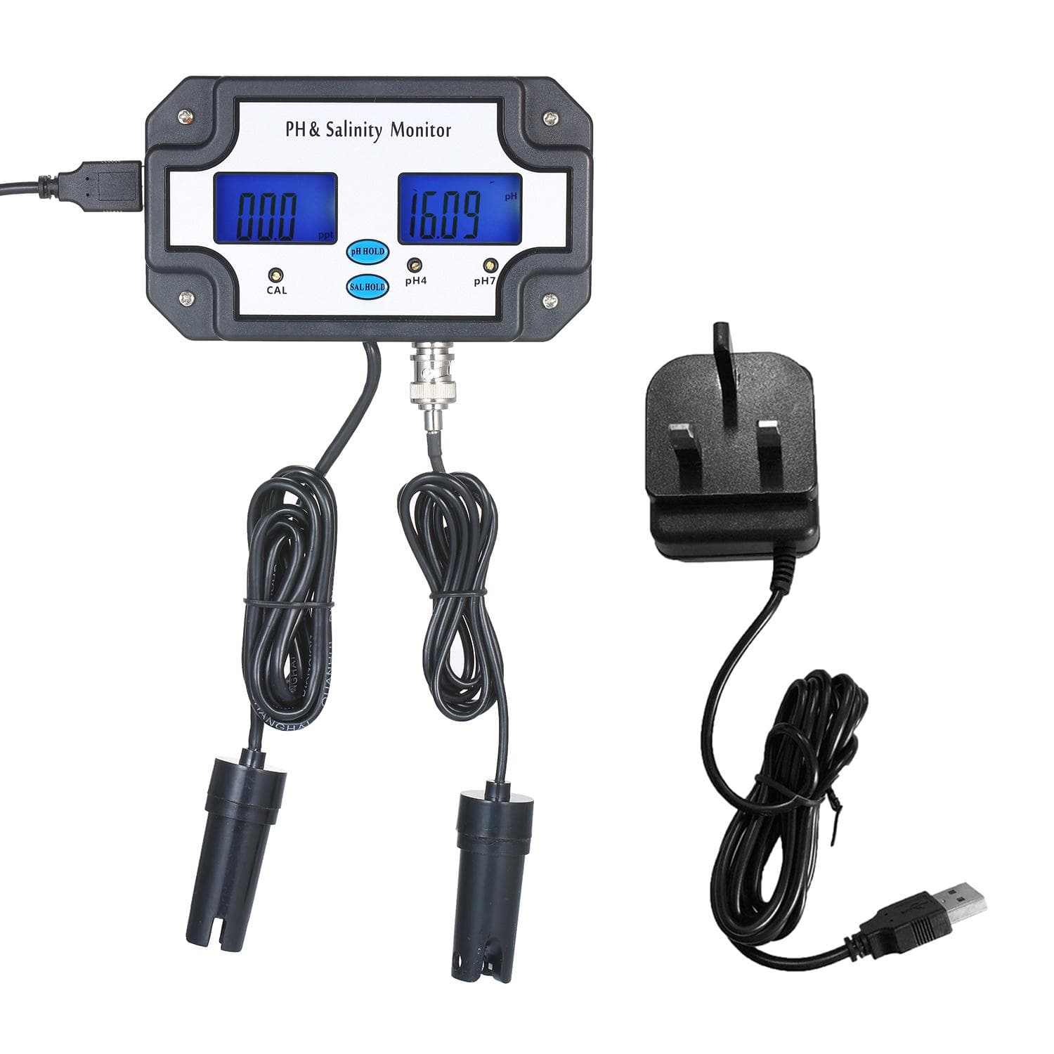 PH/Salinity Meter Water Quality Tester Detector PH & Salinity Monitor 2 in 1 Water Quality Analysis UK Plug