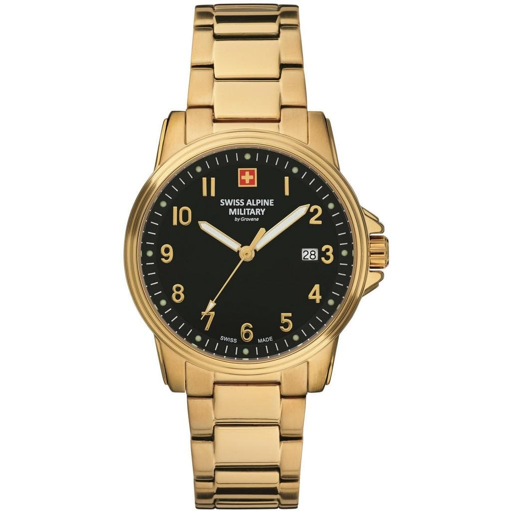 Swiss Alpine Military By Grovana Leader Black Dial Quartz 7011.1117 100M Men's Watch black