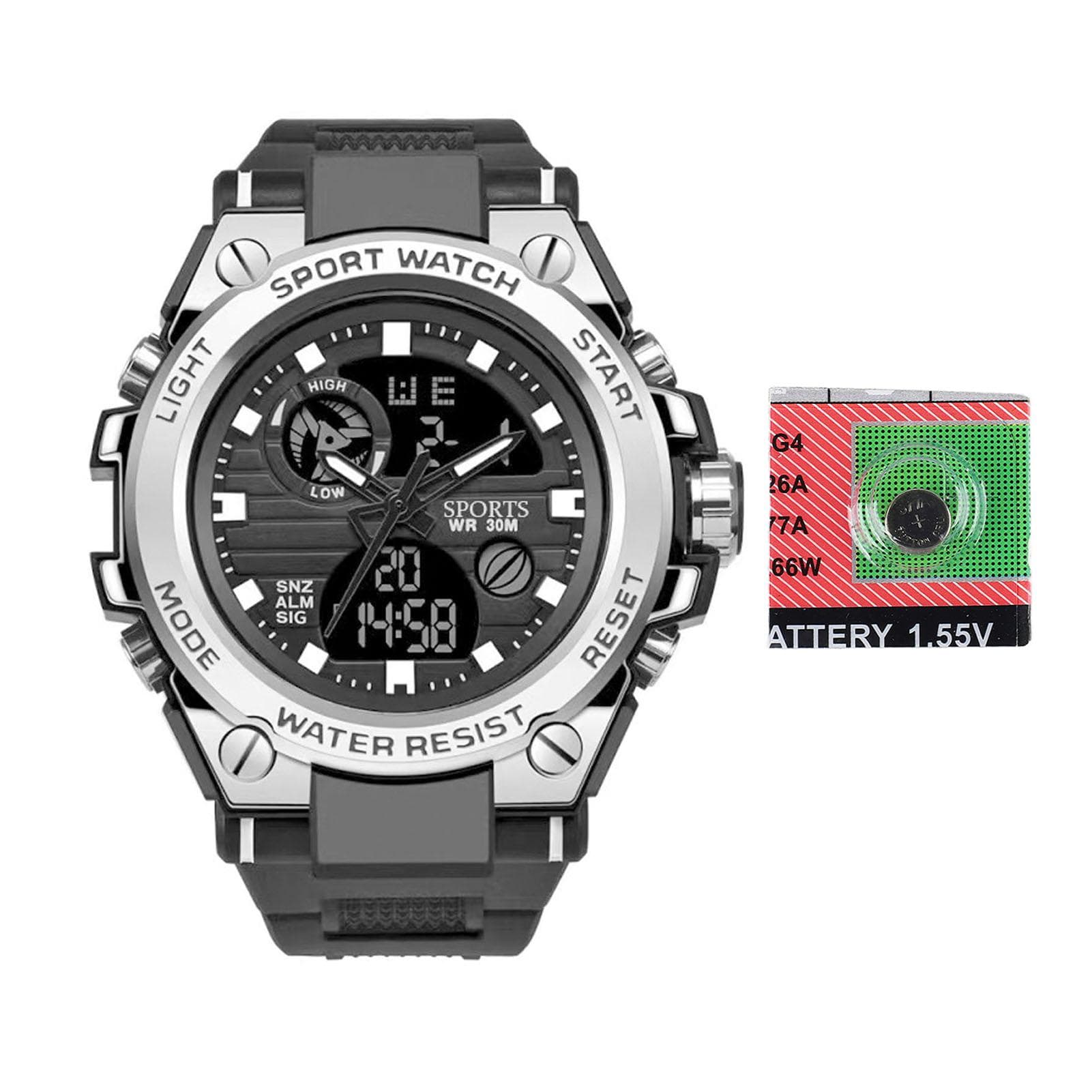 LED Sports Watch Electric Luminous Shook Proof Multi Function Quartz Watch for Teenagers Outdoor